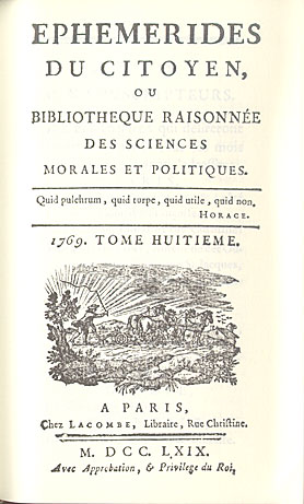 Ephémérides, août 1769.